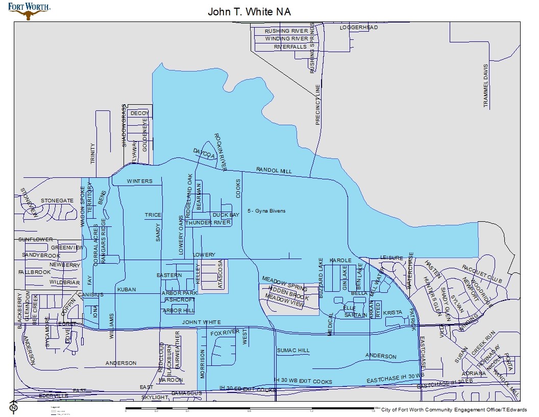 John T White map with Cobblestone area